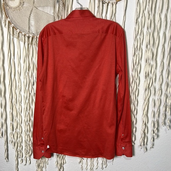 Khakis of Carmel NWOT Coral Long Sleeve Knit Jersey Button Down Shirt M - Picture 3 of 6